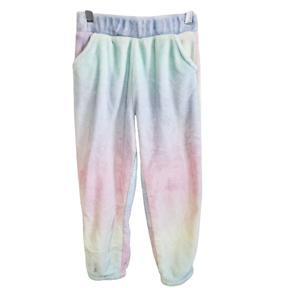 Cuddl Duds Kids Size S Sweatpants Joggers Ombre Pastel Rainbow Fleece Lined Cozy